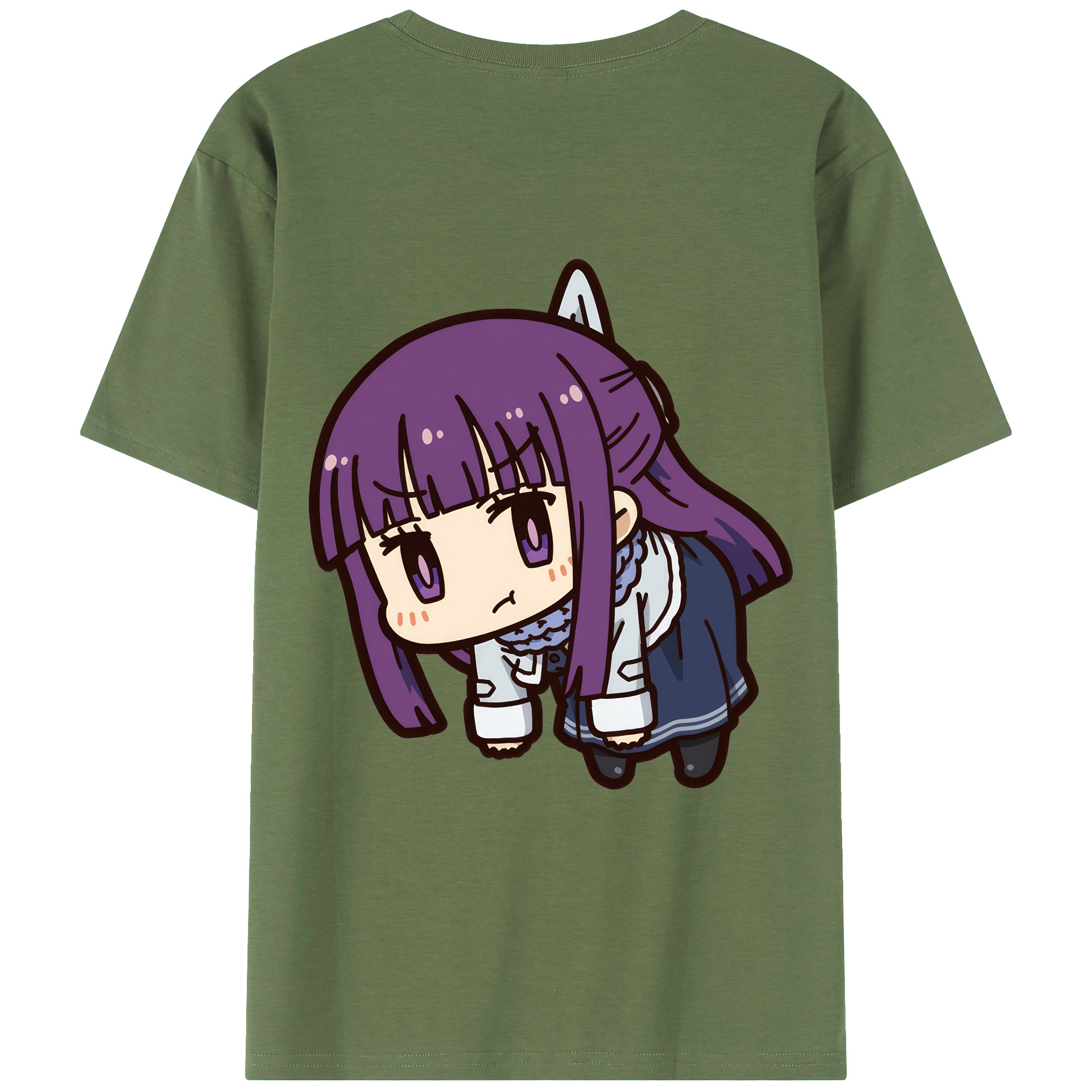 （画像用） 葬送のフリーレン Frieren 綿100％ メンズ半袖Tシャツ（バックプリント） 通気性